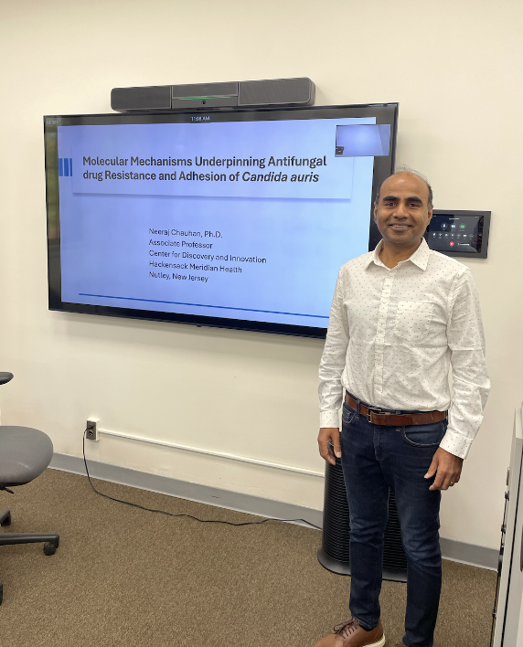 Angela Lekan for The Hoya | Neeraj Chauhan explored antifungal resistance and its impact on human health in a seminar hosted by the department of microbiology and immunology Oct. 22.